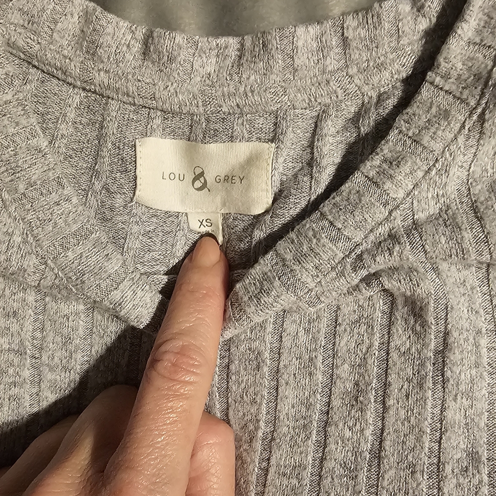 Lou & Grey Ribbed Cowl Neck Sweater in Light Gray